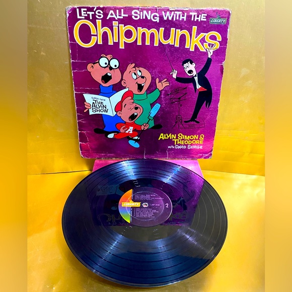 ALVIN LET’S ALL SING WITH THE CHIPMUNKS VTG 1961 VINYL RECORD LP LIBERTY RECORDS - Picture 2 of 16